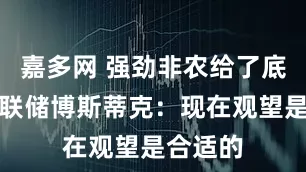 嘉多网 强劲非农给了底气！美联储博斯蒂克：现在观望是合适的